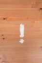 Exclamation mark made of salt on a wooden background. the fight against hypertension. white death