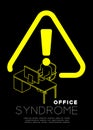 Exclamation mark with man icon pictogram and computer yellow color, beware office syndrome concept design illustration