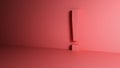 Exclamation mark near the wall, pink background, for text, 3D illustration Royalty Free Stock Photo