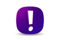 Exclamation mark on neon gradient button. Attention, important 3d icon. Vector