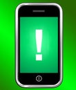 Exclamation Mark On Phone Shows Attention Warning