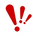 Exclamation mark. Red vector warn sign. Caution or attention icon. Royalty Free Stock Photo