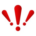 Exclamation mark. Red vector warn sign. Caution or attention icon. Royalty Free Stock Photo