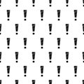 Exclamation mark seamless pattern. Repeating important patern. Black simple attention marks on white sample background. Repeated
