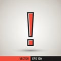 Exclamation mark vector illustration with a red fill and black Royalty Free Stock Photo