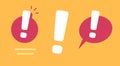 Exclamation mark warning caution icon fun comic cartoon message element vector minimal modern graphic illustration set, attention