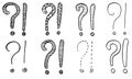 Exclamation marks and question marks. Hand drawn doodle set. Royalty Free Stock Photo