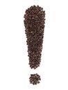 Exclamation point made of coffee grain