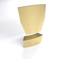 Exclamation point sign in brass material on white background - 3D rendering illustration