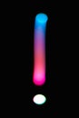 Exclamation punctuation mark ! symbol. Dark background. Factorial. Logical negation. Abstract night light painting. Creative Royalty Free Stock Photo