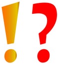Exclamation and Question Mark Icon Set Royalty Free Stock Photo