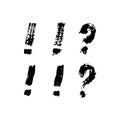 Exclamation and Question mark of ink brushstrokes. Vector grunge punctuation sign