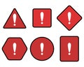 Exclamation and warning red symbol set