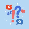 Exclamations and question marks. Vector question and answer concept style Royalty Free Stock Photo