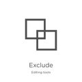 exclude icon vector from editing tools collection. Thin line exclude outline icon vector illustration. Outline, thin line exclude