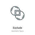 Exclude outline vector icon. Thin line black exclude icon, flat vector simple element illustration from editable geometric figure