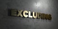 Excluding - Gold text on black background - 3D rendered royalty free stock picture Royalty Free Stock Photo