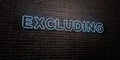 EXCLUDING -Realistic Neon Sign on Brick Wall background - 3D rendered royalty free stock image Royalty Free Stock Photo