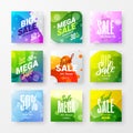 Abstract sale vector advertising banner design template bundle. Special offer discount social media illustration layout set. Royalty Free Stock Photo