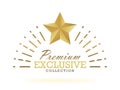 Exclusive collection sale golden badge. Gold label illustration