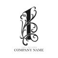 Exclusive elegant prestigious floral 1 monogram logo monochrome