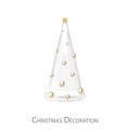 Exclusive elegant transparent sparkling glass Christmas tree with golden Christmas balls and star. Illustration for