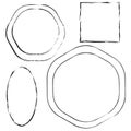 Exclusive frames, figures. Different grunge frame shapes in line art style. Modern art. stock image.