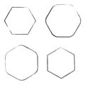 Exclusive frames. Hexagonal figures. Brush shapes, frames of thin lines. stock image.