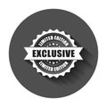 Exclusive grunge rubber stamp. Vector illustration with long shadow. Business concept exclusive limited edition stamp pictogram. Royalty Free Stock Photo