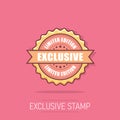 Exclusive grunge rubber stamp. Vector illustration on white background. Business concept exclusive limited edition stamp pictogram Royalty Free Stock Photo