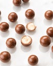 Exclusive handcrafted chocolate candy with nut Royalty Free Stock Photo