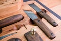 Tanner tools. Skiving knifes. Royalty Free Stock Photo