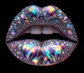 exclusive lips jewelry , iridescent crystal, with colors that change depending on the light and angle. The lips have the shape Royalty Free Stock Photo