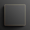 Exclusive looking black square shape background with golden contour. Abstract elegant vector banner with copy space Royalty Free Stock Photo