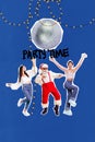 Exclusive magazine picture sketch image of funny funky grandfather ladies xmas party time isolated painting background