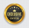 Exclusive Offer Golden Medal Icon Seal Sign on White B