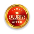 Exclusive Offer Golden Medal Icon Seal Sign on White B