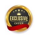 Exclusive Offer Golden Medal Icon Seal Sign on White B