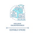 Exclusive online resources blue concept icon