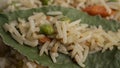 EXCLUSIVE RICE DISH THREE DELIGHTS ON A LEAF Royalty Free Stock Photo