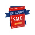 Exclusive sale sign on bright rectangular promotional banner