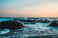 Exclusive Sea Shore Early Morning Beach Vibes at Kovalam Beach, Chennai ECR Road, Tamilnadu - Beautiful Natural Scenario Image Royalty Free Stock Photo