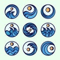 Exclusive Set of Ocean Wave Logo Design. Premium Collection of Logo, Symbol or Wave Icon. Creative and Minimalist Ocean Wave Logo Royalty Free Stock Photo