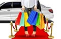 Exclusive Shopping Style with Limo and Red Carpet Royalty Free Stock Photo