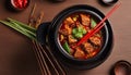 Exclusive Spicy Pot with Chopsticks: Hyper-Realistic Ultra-Detailed Food Photography