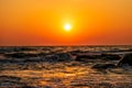 Exclusive sunrise on the beach with Marvellous yellow sky and sun rays, Beautiful and Nature Scenario Image Royalty Free Stock Photo