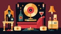 An exclusive and upscale vinyl listening lounge with a strict dress code premium champagne and velvet ropes for a posh