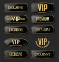 Exclusive VIP and Premium black and gold labels collection Royalty Free Stock Photo