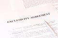 Exclusivity agreement form with pen Royalty Free Stock Photo