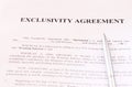 Exclusivity agreement form with pen
